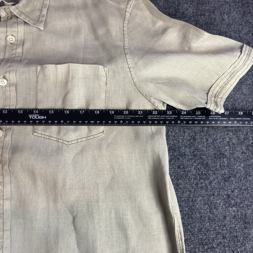 Tommy Bahama Jeans Mens M Light Green 100% Linen Short Sleeve Button Down Shirt - Picture 7 of 8